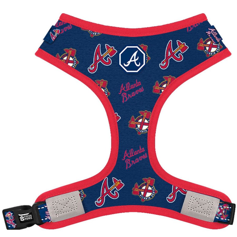 Harnesses Fresh Pawz | Atlanta Braves X Fresh Pawz | Adjustable Mesh Harness